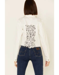 Shyanne 41 Shyanne Women's Crochet Back Button-Down Crop Jacket